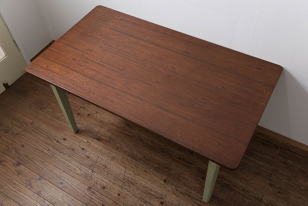 アンティーク家具　アンティークペイント　シンプルなダイニングテーブル(作業台)