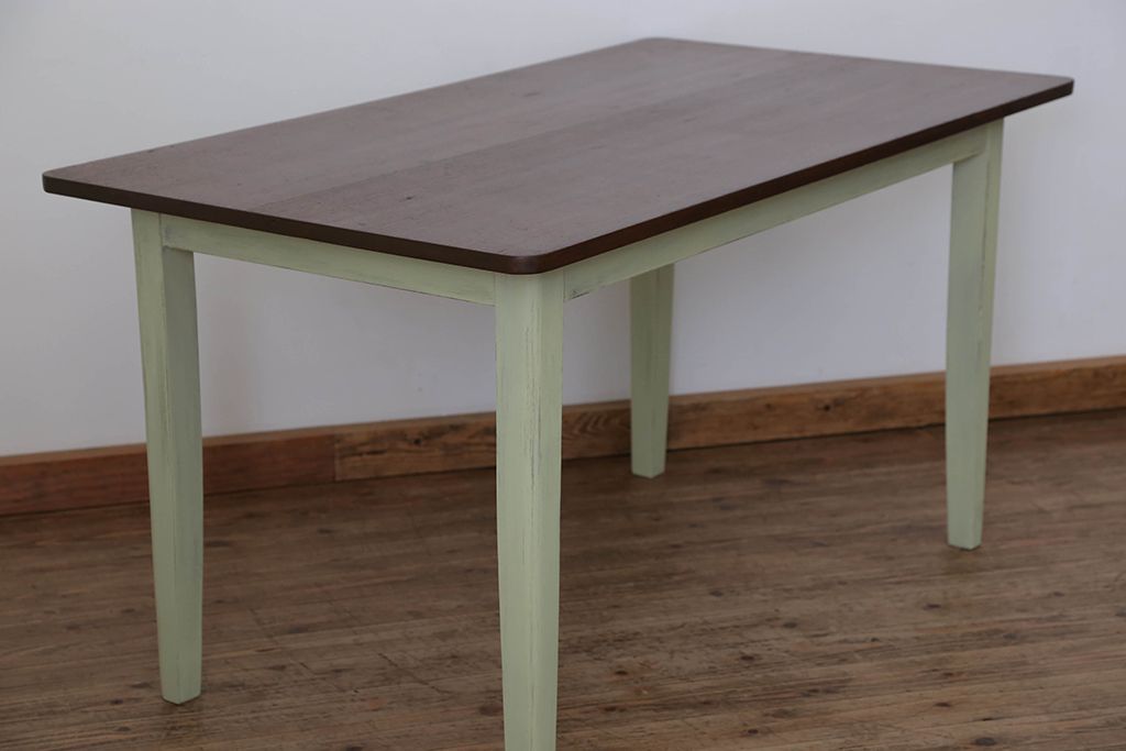 アンティーク家具　アンティークペイント　シンプルなダイニングテーブル(作業台)
