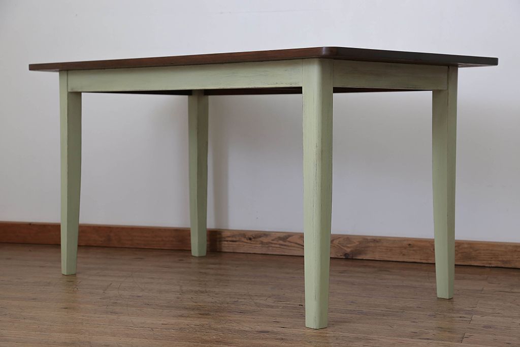 アンティーク家具　アンティークペイント　シンプルなダイニングテーブル(作業台)