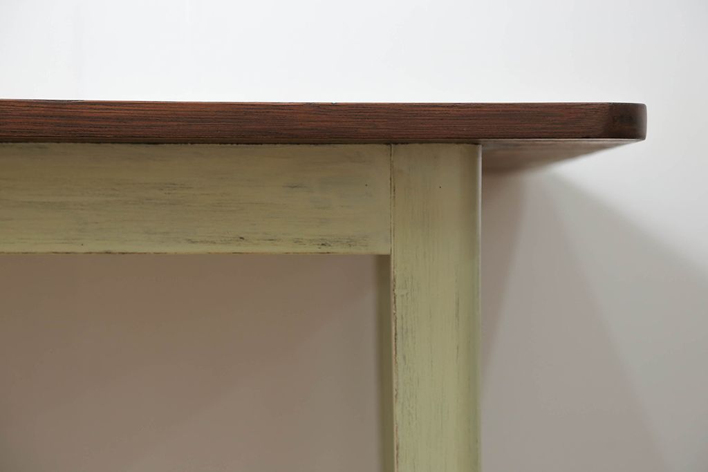アンティーク家具　アンティークペイント　シンプルなダイニングテーブル(作業台)