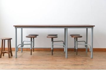 ラフジュ工房オリジナル 6脚格納スツールの作業台(テーブル、机)