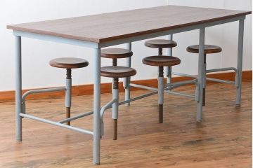 ラフジュ工房オリジナル 6脚格納スツールの作業台(テーブル、机)