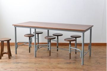 ラフジュ工房オリジナル 6脚格納スツールの作業台(テーブル、机)