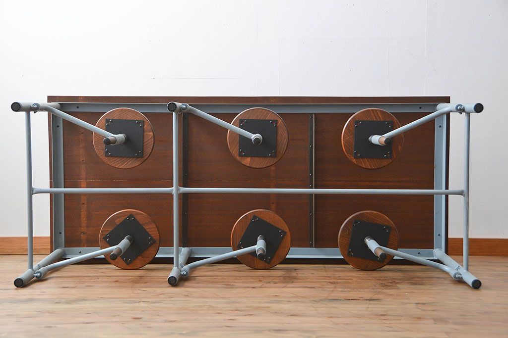 ラフジュ工房オリジナル 6脚格納スツールの作業台(テーブル、机)