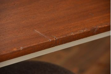 【ラフジュ工房オリジナル・格納スツールテーブル】　クッション座面の格納スツール6脚付き!ペイントアイアンレッグ作業台