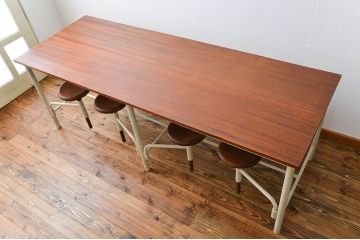 ラフジュ工房オリジナル 8脚格納スツールの特大作業台(テーブル  、机)