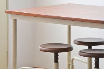 ラフジュ工房オリジナル 8脚格納スツールの特大作業台(テーブル  、机)