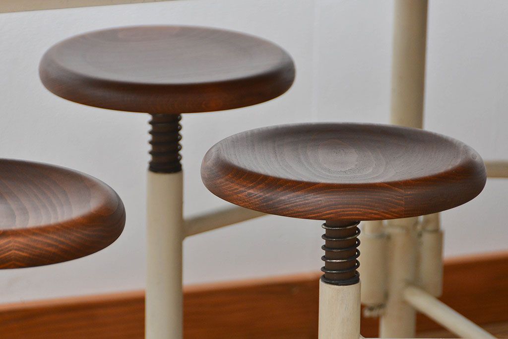 ラフジュ工房オリジナル 8脚格納スツールの特大作業台(テーブル  、机)