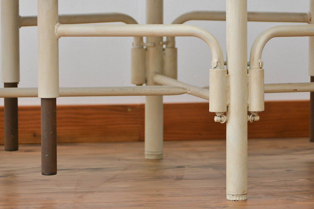 ラフジュ工房オリジナル 8脚格納スツールの特大作業台(テーブル  、机)