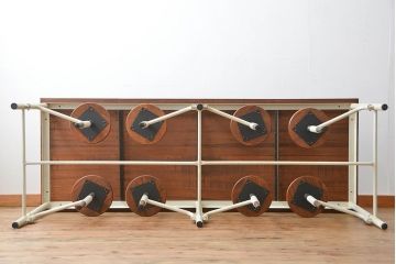 ラフジュ工房オリジナル 8脚格納スツールの特大作業台(テーブル  、机)