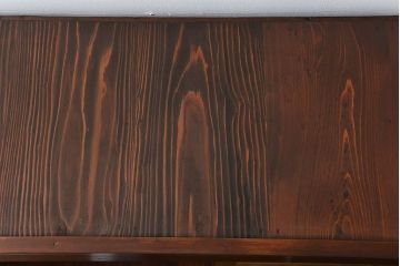 アンティーク家具　古民具・骨董 太い框組みの大きなガラス収納棚(ガラスケース、食器棚、水屋箪笥)