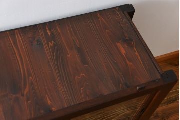 アンティーク家具　古民具・骨董 太い框組みの大きなガラス収納棚(ガラスケース、食器棚、水屋箪笥)