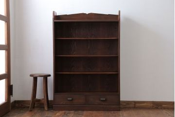 アンティーク家具　アンティーク 古い木の引き出し付き本棚(飾り棚)