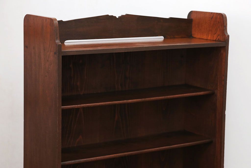 アンティーク家具　アンティーク 古い木の引き出し付き本棚(飾り棚)