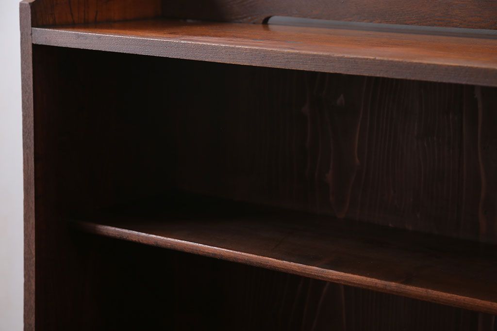 アンティーク家具　アンティーク 古い木の引き出し付き本棚(飾り棚)