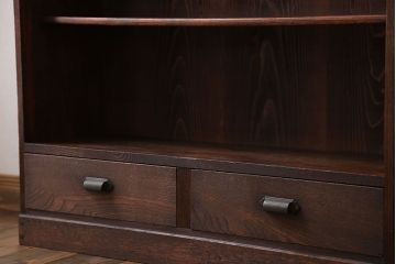 アンティーク家具　アンティーク 古い木の引き出し付き本棚(飾り棚)