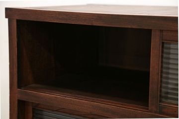 アンティーク家具　アンティーク モールガラス入りの小振りな食器棚(収納棚、茶箪笥)