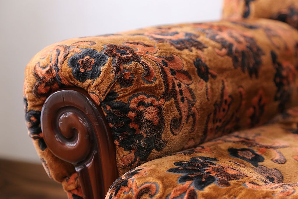 アンティーク家具　大正ロマン 金華山張り 1人掛け ソファ(1)