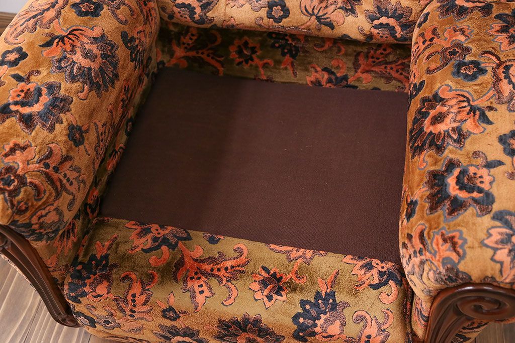 アンティーク家具　大正ロマン 金華山張り 1人掛け ソファ(1)