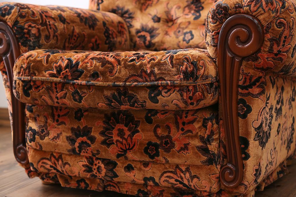 アンティーク家具　大正ロマン 金華山張り 1人掛け ソファ(1)