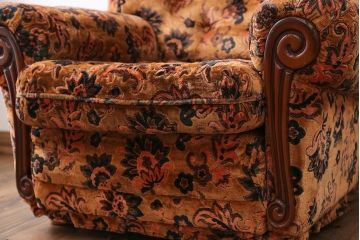 アンティーク家具　大正ロマン 金華山張り 1人掛け ソファ(1)