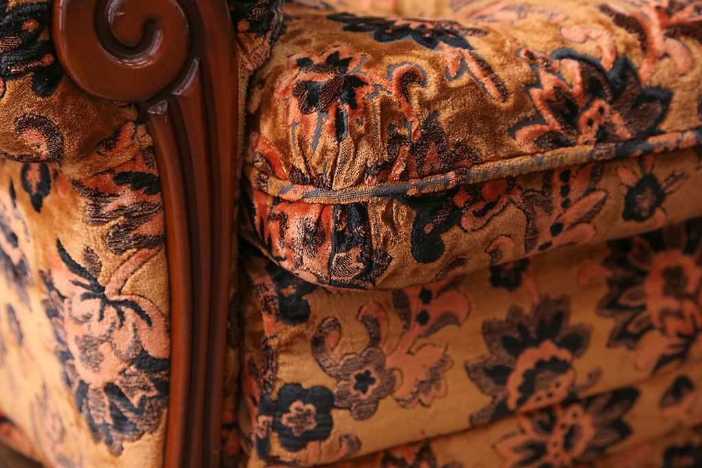 アンティーク家具　大正ロマン 金華山張り 1人掛け ソファ(1)