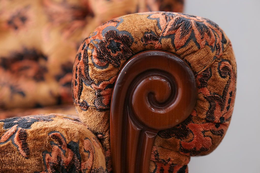 アンティーク家具　大正ロマン 金華山張り 1人掛け ソファ(1)