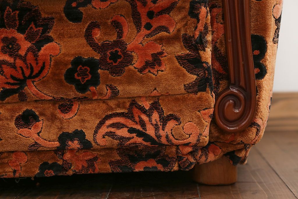 アンティーク家具　大正ロマン 金華山張り 1人掛け ソファ(1)