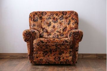 アンティーク家具　大正ロマン 金華山張り 1人掛け ソファ(2)