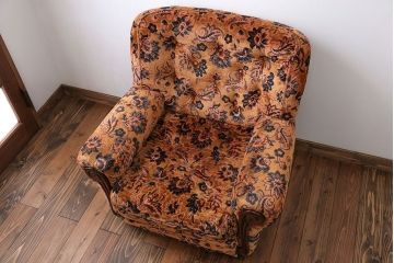 アンティーク家具　大正ロマン 金華山張り 1人掛け ソファ(2)