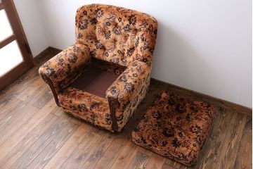 アンティーク家具　大正ロマン 金華山張り 1人掛け ソファ(2)