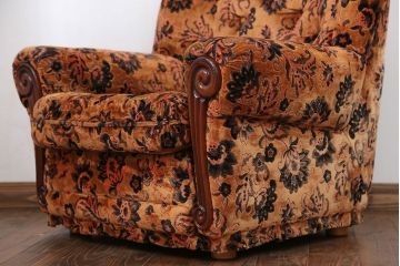 アンティーク家具　大正ロマン 金華山張り 1人掛け ソファ(2)