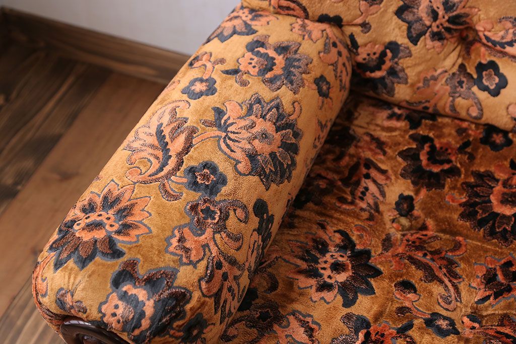 アンティーク家具　大正ロマン 金華山張り 1人掛け ソファ(2)