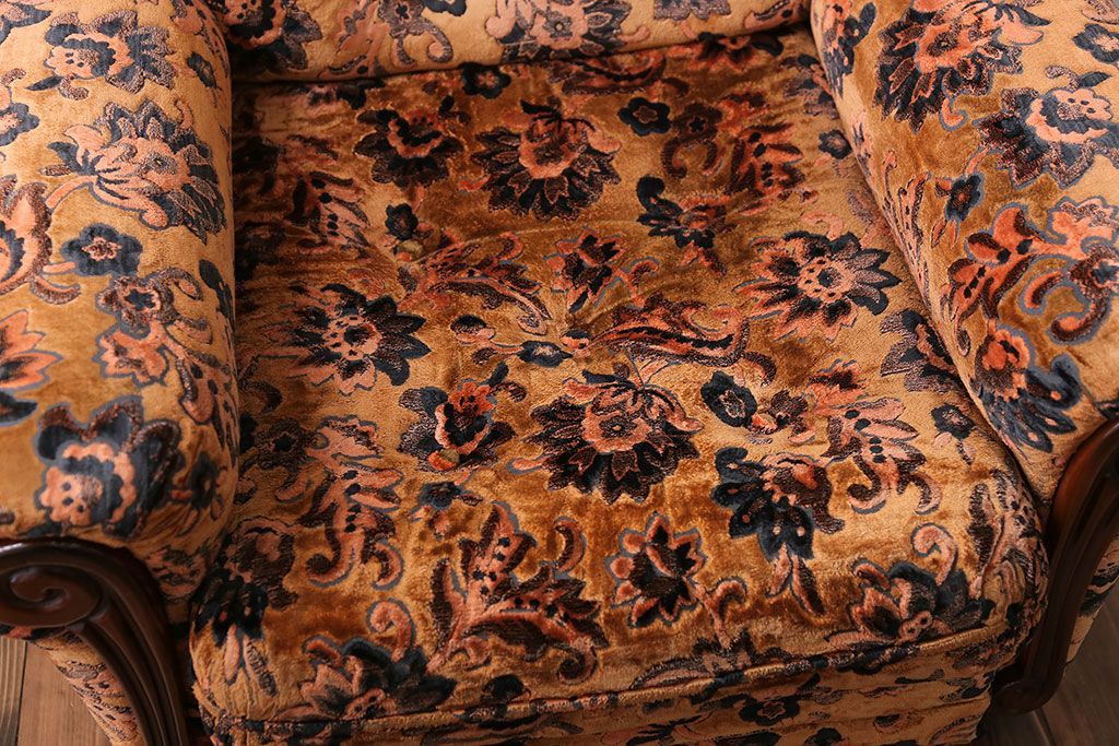 アンティーク家具　大正ロマン 金華山張り 1人掛け ソファ(2)