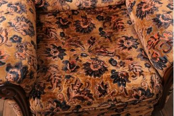 アンティーク家具　大正ロマン 金華山張り 1人掛け ソファ(2)