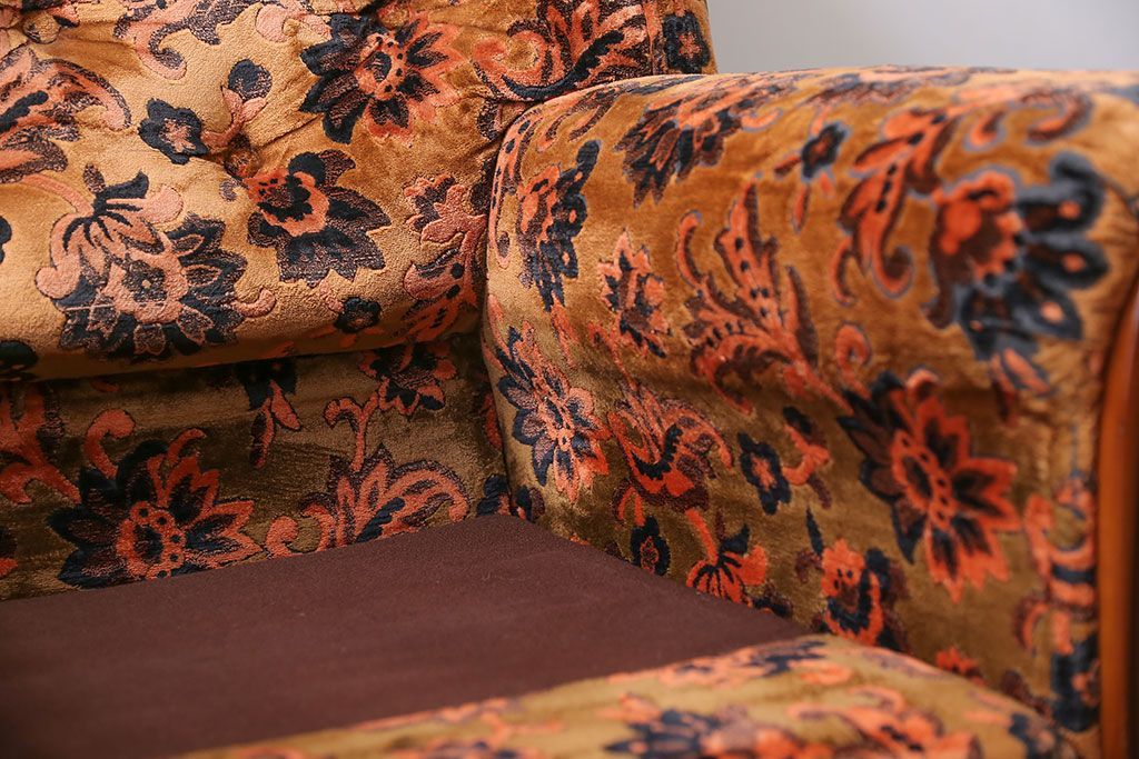 アンティーク家具　大正ロマン 金華山張り 1人掛け ソファ(2)