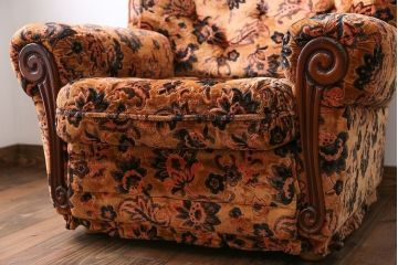 アンティーク家具　大正ロマン 金華山張り 1人掛け ソファ(2)