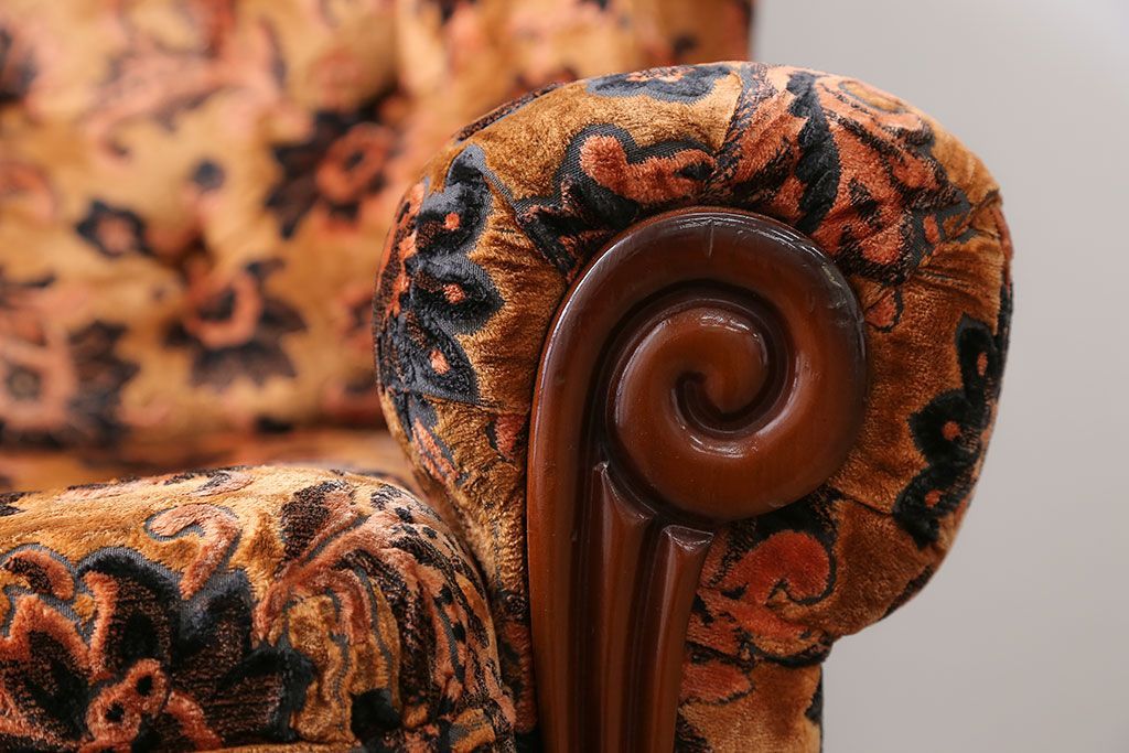 アンティーク家具　大正ロマン 金華山張り 1人掛け ソファ(2)