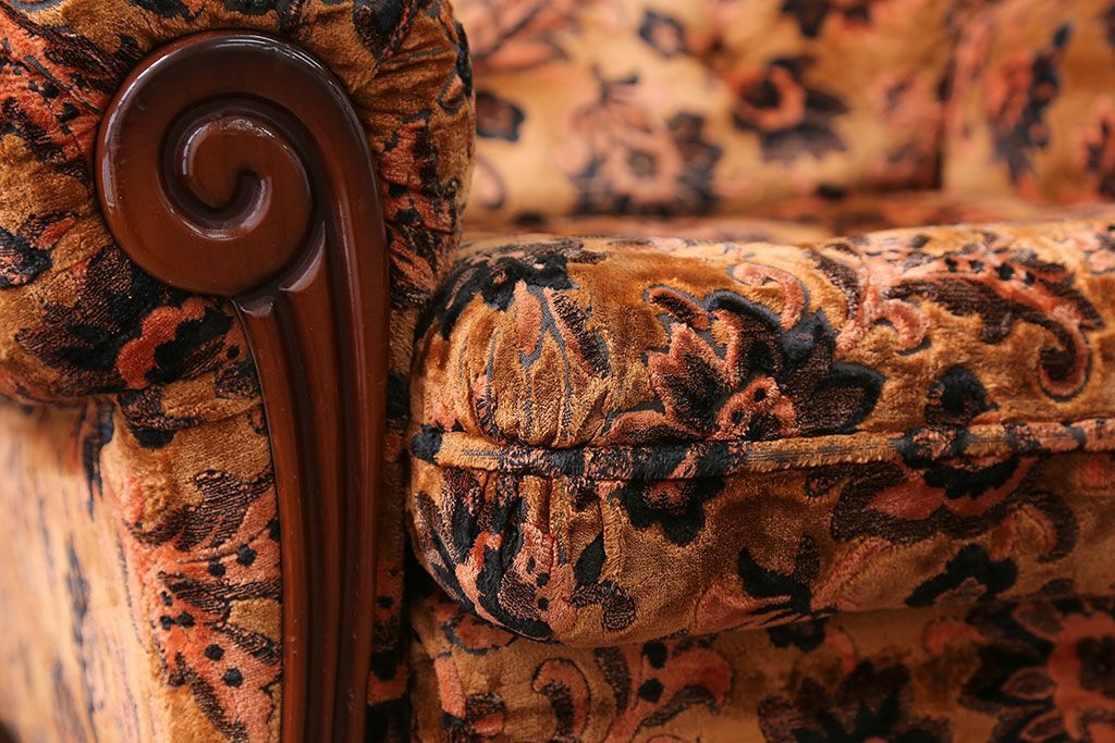 アンティーク家具　大正ロマン 金華山張り 1人掛け ソファ(2)