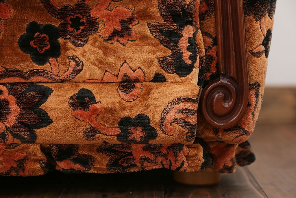 アンティーク家具　大正ロマン 金華山張り 1人掛け ソファ(2)