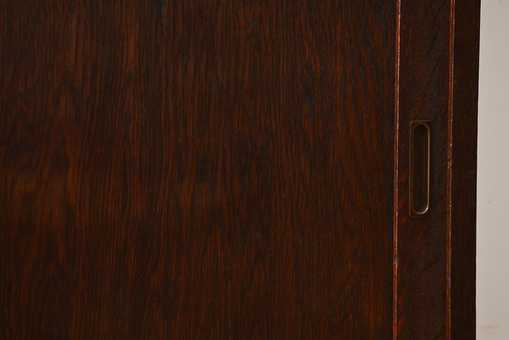 アンティーク家具　大正ロマン ダイヤガラス入りの2段重ね収納棚(食器棚)