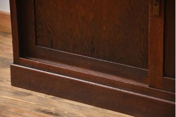 アンティーク家具　大正ロマン ダイヤガラス入りの2段重ね収納棚(食器棚)