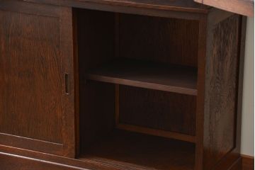 アンティーク家具　大正ロマン ダイヤガラス入りの2段重ね収納棚(食器棚)