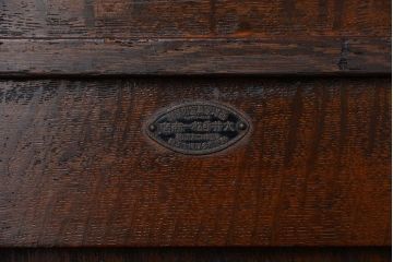 アンティーク家具　大正ロマン ダイヤガラス入りの2段重ね収納棚(食器棚)