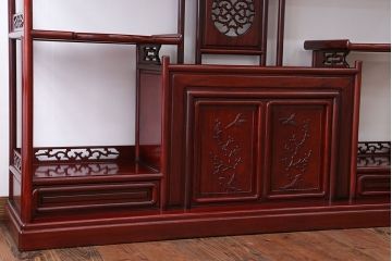 アンティーク家具　1970年頃 唐木製の横長飾り棚(茶棚、時代箪笥)