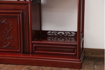 アンティーク家具　1970年頃 唐木製の横長飾り棚(茶棚、時代箪笥)
