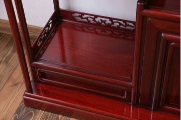 アンティーク家具　1970年頃 唐木製の横長飾り棚(茶棚、時代箪笥)
