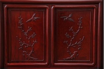 アンティーク家具　1970年頃 唐木製の横長飾り棚(茶棚、時代箪笥)