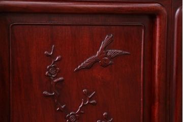 アンティーク家具　1970年頃 唐木製の横長飾り棚(茶棚、時代箪笥)