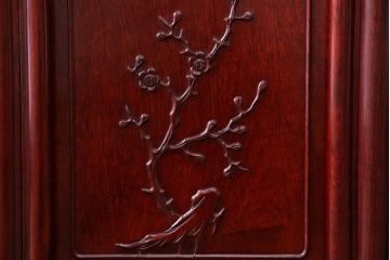 アンティーク家具　1970年頃 唐木製の横長飾り棚(茶棚、時代箪笥)